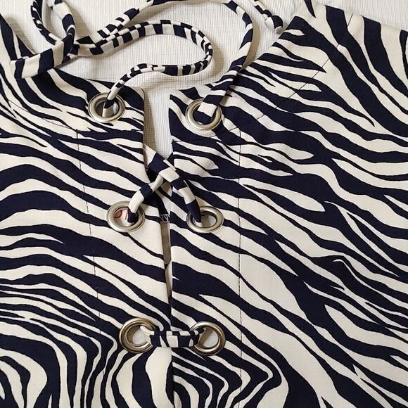 NWT Jude Connally Maya Sleeveless Navy White Zebra Print Dress Size XS - Picture 7 of 8